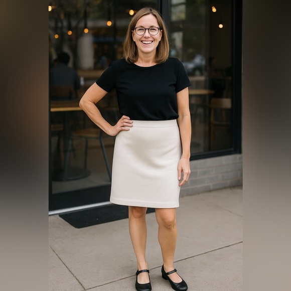 Eileen Fisher Dresses & Skirts - Eileen Fisher Knit Straight Skirt XL Knee Length Sweater Pencil Ivory capsule